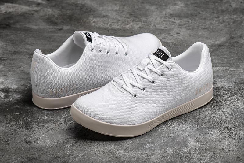 White Nobull Ivory Canvas Men's Trainers | CA Y1448X